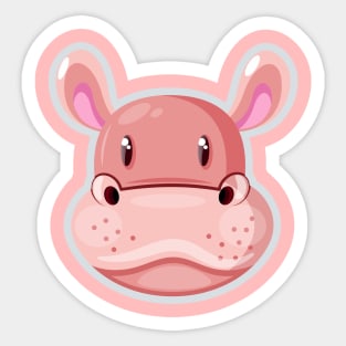 Cute pink hippo design Sticker